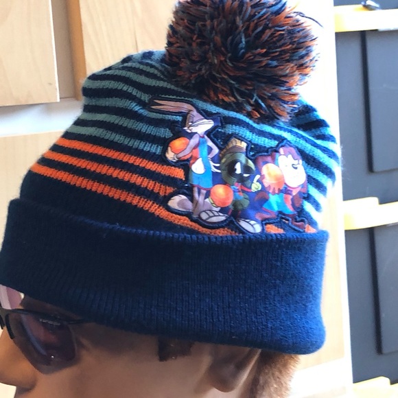 Space Jam Girl's Blue/Orange Knit Beanie Winter Hats Size One - Picture 1 of 9
